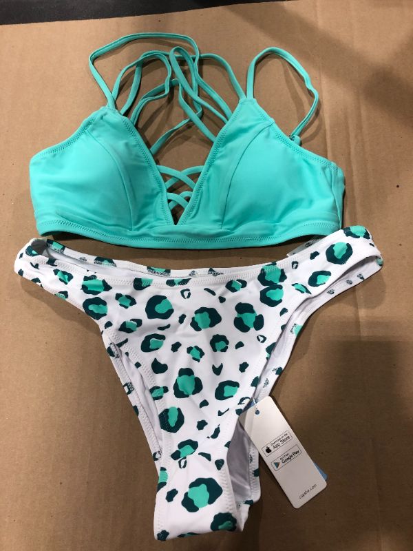 Photo 1 of (M) Turquoise Cheetah Print 2-piece Bikini 