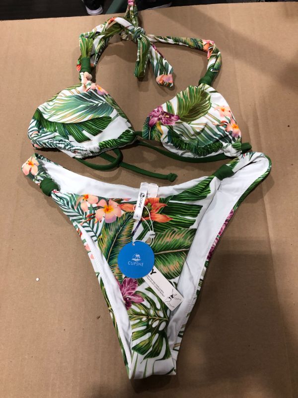 Photo 1 of (L) Claire Tropical Triangle Halter Bikini
