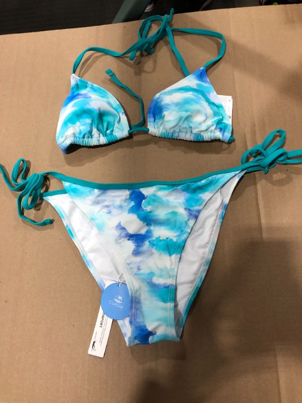 Photo 1 of (M) Womens Blue and White Marble 2- Piece Bikini 