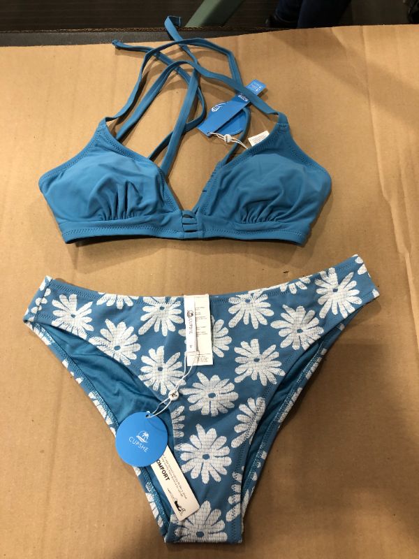 Photo 2 of (S) Peyton Hollow Out Criss Cross Back Tie Bikini 
