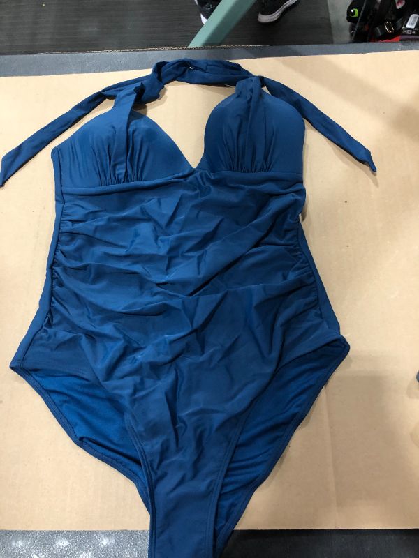 Photo 2 of (L) Bermuda Bliss Shirred Halter One Piece Swimsuit
