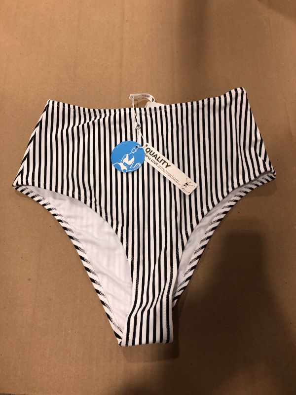 Photo 2 of (M) Striped High Waisted Bikini Bottom
