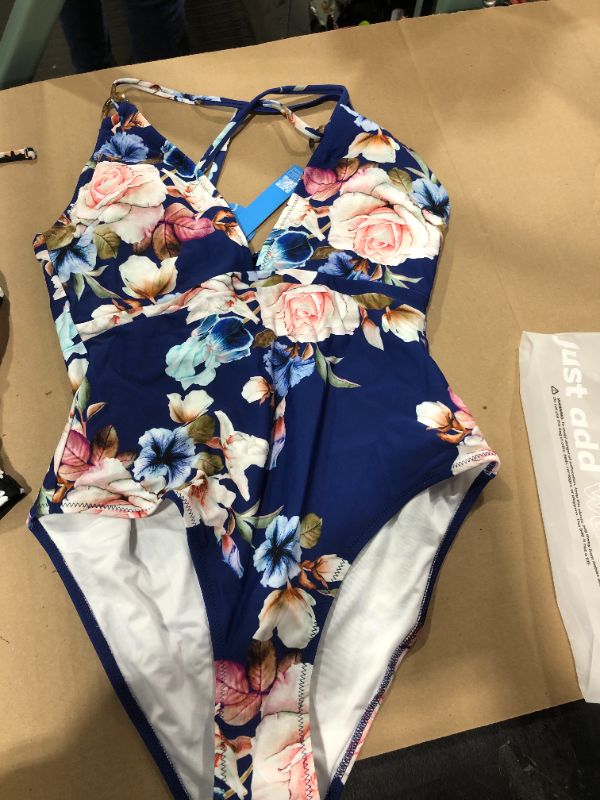 Photo 1 of (M) One Piece Bikini Floral Blue 