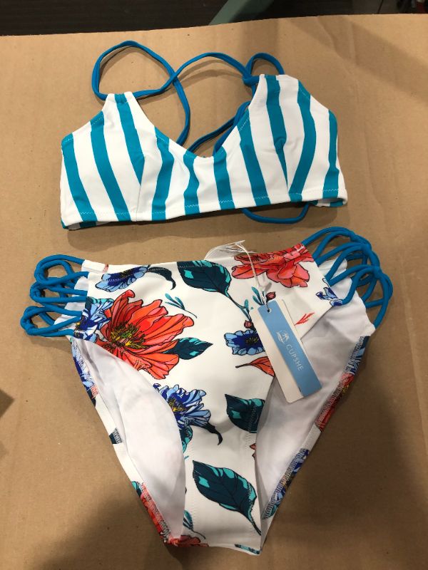 Photo 1 of (M) 2- PIECE BIKINI ( BLUE FLORAL)