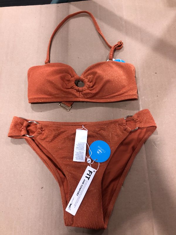 Photo 1 of (XS) Orange Glittery 2-Piece Bikini 