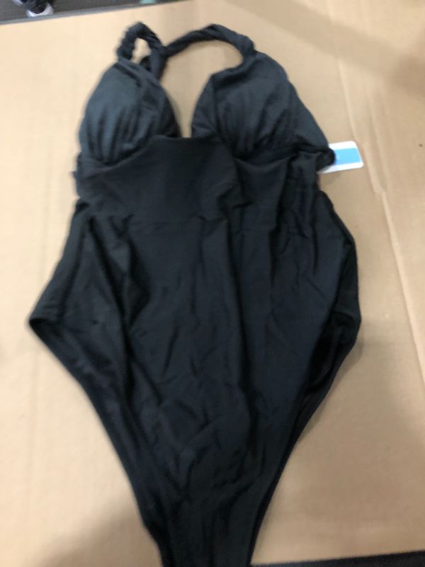 Photo 3 of (L) Maisie Black Rib One Piece Swimsuit
