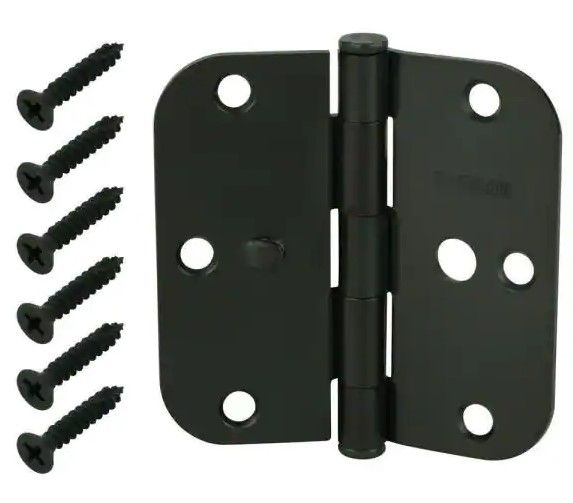 Photo 1 of 2 packs of 3-1/2 in. Oil-Rubbed Bronze 5/8 in. Radius Security Door Hinges Value Pack (3-Pack)
