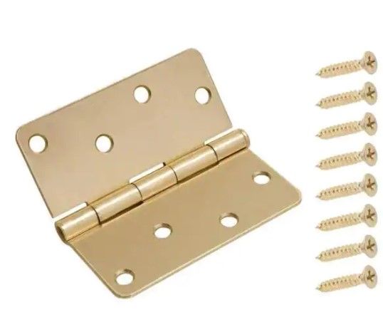 Photo 1 of 8 packs of 4 in. x 1/4 in. Satin Brass Radius Door Hinge
