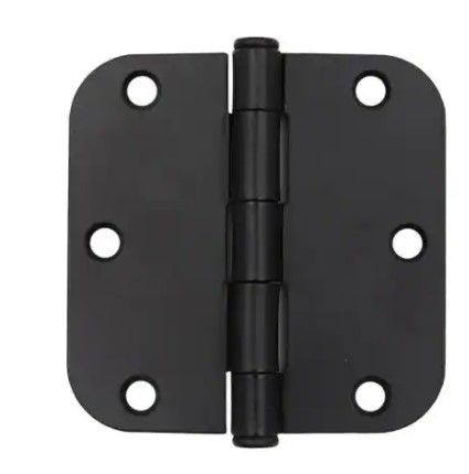 Photo 1 of 3-1/2 in. x 5/8 in. Radius Matte Black Door Hinge Value Pack (20-Pack)
