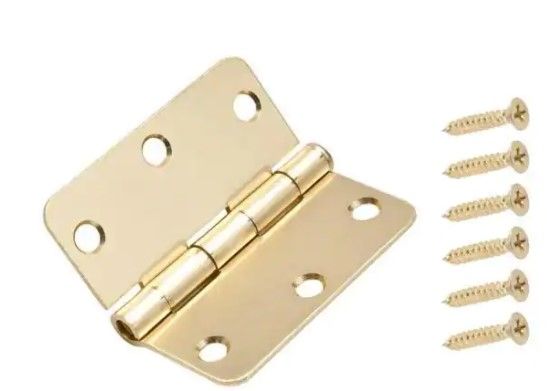 Photo 1 of 3 in. Satin Brass 1/4 in. Radius Door Hinge (15- pack)
