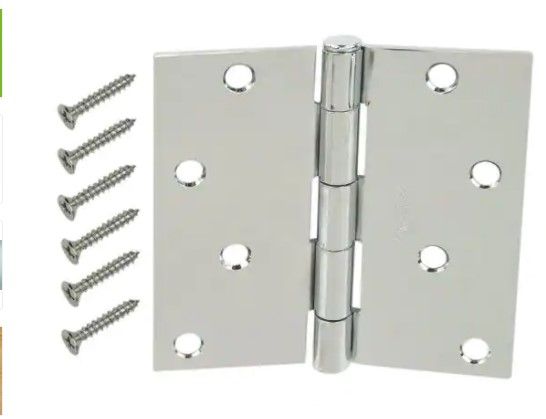 Photo 1 of 4 in. Chrome Square Corner Door Hinge (11- pack)