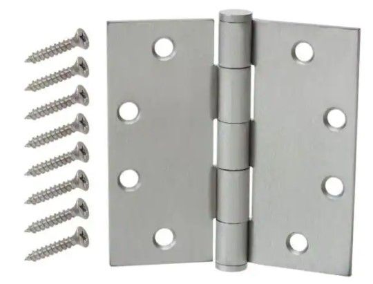 Photo 1 of 4-1/2 in. Square Satin Chrome Commercial Grade Door Hinge (3- pack)
