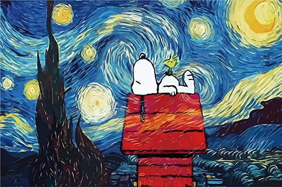 Photo 1 of 1000 Pieces of Adult Puzzle, Peanuts Puzzle Snoopy Starry Sky, Large Size
