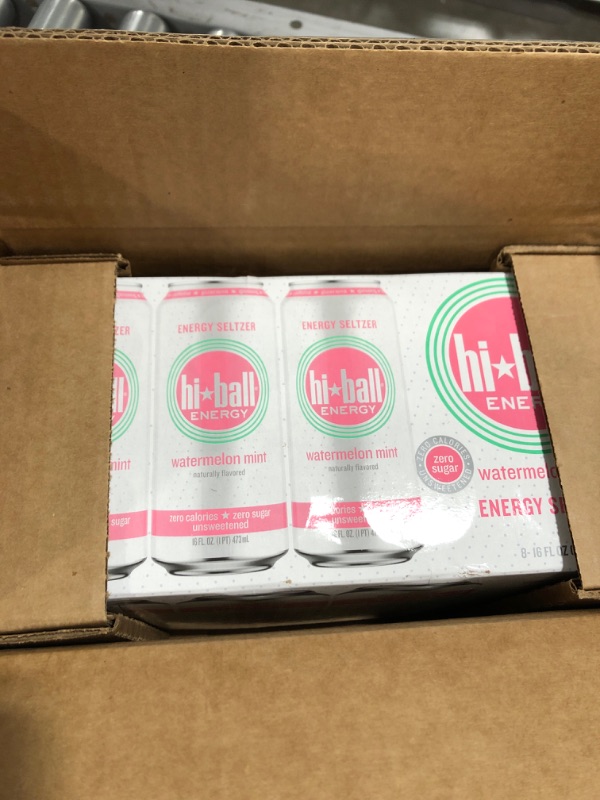 Photo 2 of Hiball Energy Flavored Seltzer Drink, Unsweetened, Zero Sugar and Calorie, 16 Fl Oz Cans, 8 Count (Watermelon)
