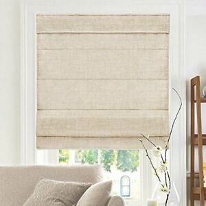 Photo 1 of Chicology Belgian Flax Cordless Light Filtering Privacy Polyester Roman Shades 48 in. W x 64 in. L
