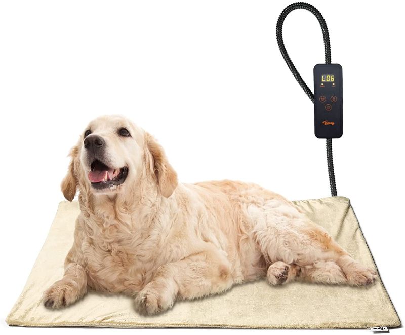 Photo 1 of Toozey Pet Heating Pad, Temperature Adjustable Dog Cat Heating Pad with Timer, Waterproof Pet Heating Pads for Cats Dogs with Chew Resistant Cord, Electric Pads for Dogs Cats, Pet Heated Mat, 28 X 16 INCHES
