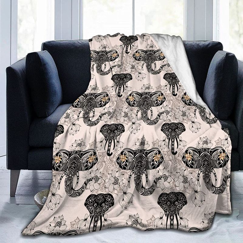 Photo 1 of BLUBLU Art Elephant Blanket Flannel Throw Blanket Flannel 60"x50" for Men Women Kids Gifts
