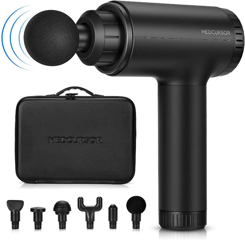 Photo 1 of Medcursor Handheld Percussion Massage Gun - Deep Tissue Massager for Pain Relief, Sore Muscle and Stiffness, Powerful Motor High-Intensity - Includes 6 Massage Heads
