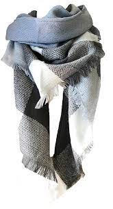 Photo 1 of WANDER AGIO WOMENS WARM LONG SHAWL WINTER WRAPS PLAID BLUE GREY