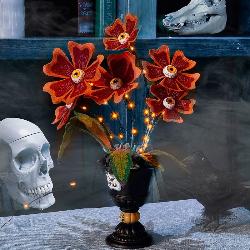 Photo 1 of ATDAWN Halloween Table Decorations, 18" Halloween Flowers Decoration, Halloween Table Centerpieces, Artificial Corpse Flowers Plants for Halloween Indoor Home Tabletop Haunted House Decorations