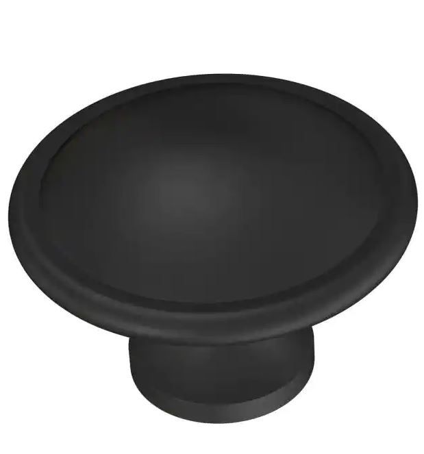 Photo 1 of 8pk Contempo 1-1/2 in. (38 mm) Matte Black Cabinet Knob