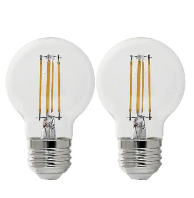 Photo 1 of Feit Electric
60-Watt Equivalent G16.5 E26 Dimmable Filament CEC 90 CRI Clear Glass LED Light Bulb in Daylight 5000K (2-Pack)