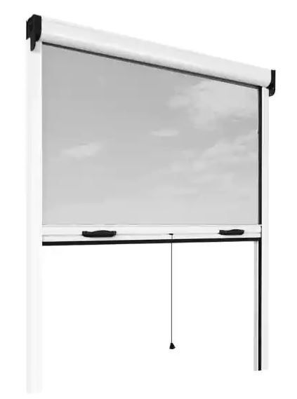 Photo 1 of 23 in. x 52 in. Adjustable Width/Height White Aluminum Fiberglass Vertically Retractable Window Insect Screen/Frame Kit
