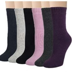 Photo 1 of Justay Winter Womens Wool Socks Vintage Warm Socks Thick Cozy Socks Knit Casual Crew Socks Gifts for Women, 6 PAIRS
