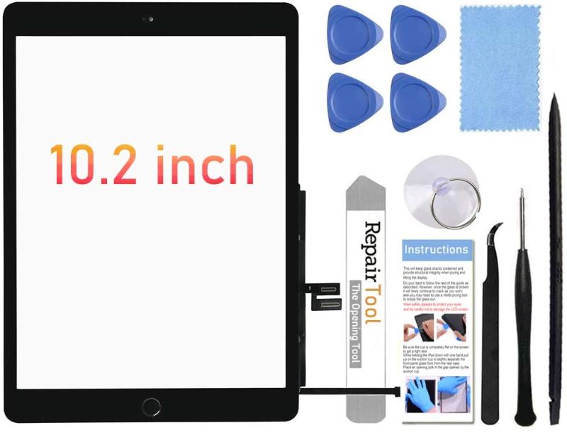 Photo 1 of Fixerman Touch Screen for iPad 7th Gen 8th Gen Digitizer 10.2"(A2197 A2198 A2200,A2270, A2428, A2429, A2430) Glass Replacement Parts(NO LCD),with Home Button+Pre-Installed+Repair Tools(Black)
