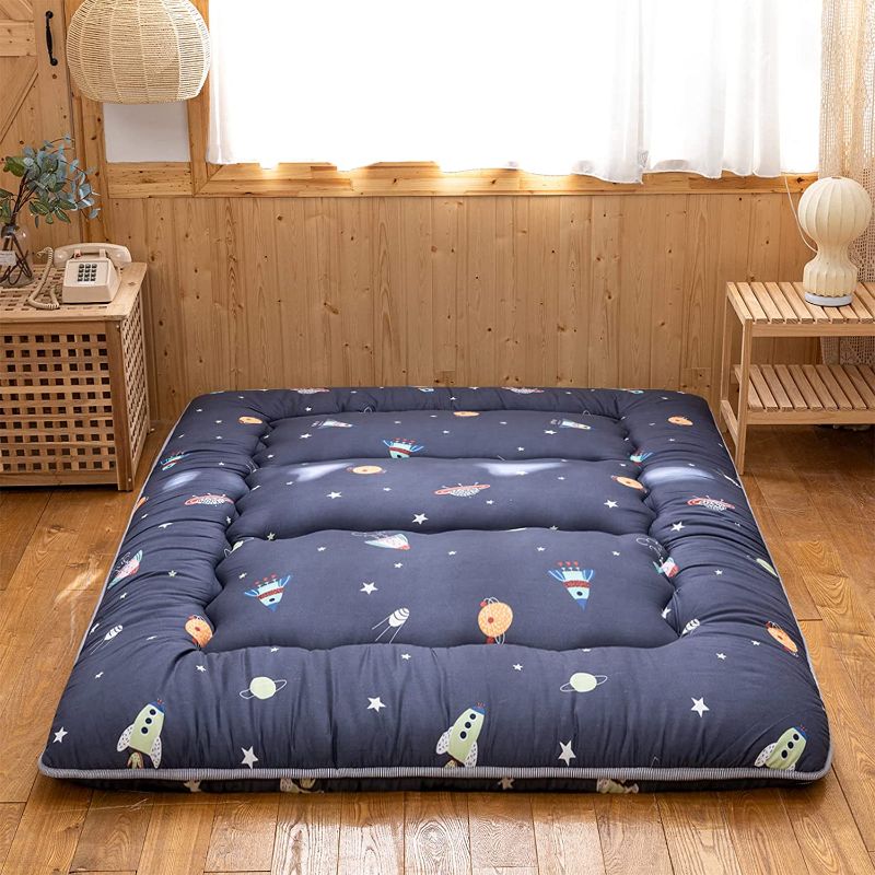 Photo 1 of YOSHOOT Navy Space Futon Floor Mattress for Adults, Japanese Thicken Futon Mattress Foldable Floor Bed Camping Mattress, Navy, Twin Size
