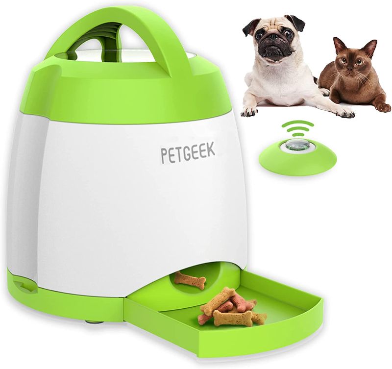 Photo 1 of PETGEEK Automatic Dog Feeder Toy, Interactive Cat Dog Puzzle Toys Treat Dispensing, Electronic Dog Food Dispenser with Remote Control, Safe ABS Material Pet Toy for All Breeds of Dogs Cat
