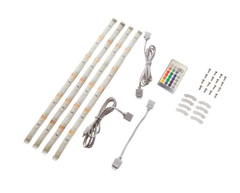 Photo 1 of 6pc Commercial Electric 12 in. (30 Cm) Linkable RGBW Indoor LED Flexible Tape Light Kit (4-Strip Pack), White