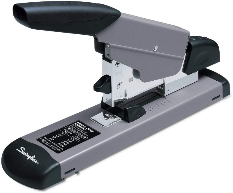 Photo 1 of Swingline Heavy Duty Stapler, 160 Sheet High Capacity, Durable Office Desk Staplers, Alignment Guide, Commercial Desktop Stapler for Home Office Supplies or Desktop Accessories, Black/Gray (39005)
