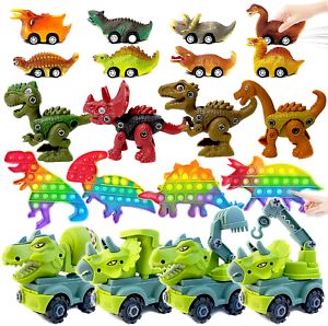 Photo 1 of RYLEE 20 Piece Dinosaur Set( 8 Pcs Dinosaur Toy Pull Back Cars & 8 Pcs Take Apart)