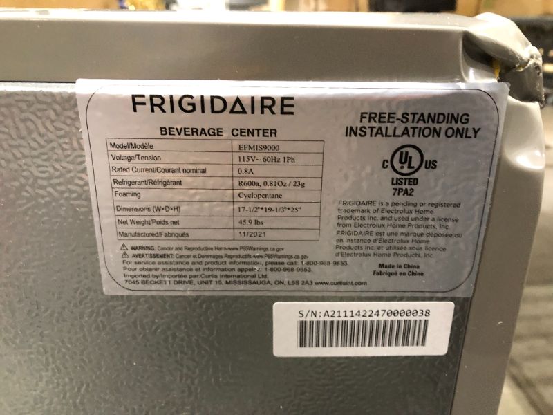 Photo 4 of FRIGIDAIRE EFMIS9000-AMZ Freestanding Beverage Center Fridge-Fits 25 Bottles OR 60 Cans