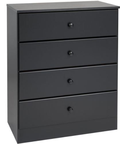 Photo 1 of 4 Drawers Astrid Dresser - Prepac, BLACK

