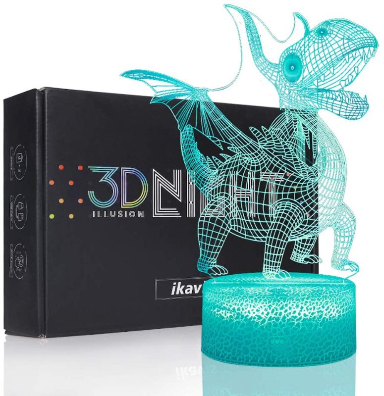 Photo 1 of Ikavis Dragon 3D Light, Optical Illusion Lighting Dragon Table Lamp with 7 Colors and Touch Sensor, Dragon Gift for Kids, Boys and Girls
