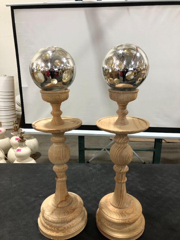 Photo 2 of 2pc Table Decoration Silver Sphere 27 Inches