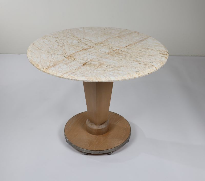 Photo 1 of LIGHT MARBLE CENTER TABLE 29H X 36W 21DIA BASE INCHES