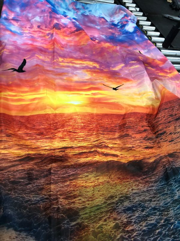 Photo 2 of Beach Shower Curtain Seagull Seaside Shower Curtain with 12 Hooks