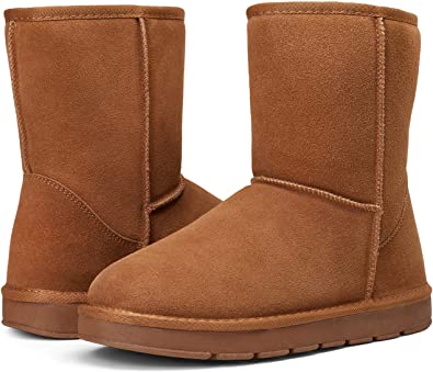 Photo 1 of Jousen Men's Winter Boots Suede Leather Snow Boots for Men Warm Fur Chukka Boots [Size 10]