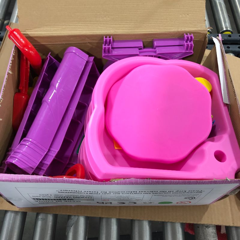 Photo 1 of TEMI Kids Sand Water Table, 27 Pcs Summer Toys Beach Play Table Sand Molds Beach Tool Kit, Outdoor Toys Sandbox Toy Sensory Table for Toddler Boys Girls (2 in 1 Sand Water Table)