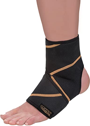 Photo 1 of Copper Fit Rapid Relief Ankle & Foot Wrap with Hot/Cold Pack, Black, One Size Fits Most