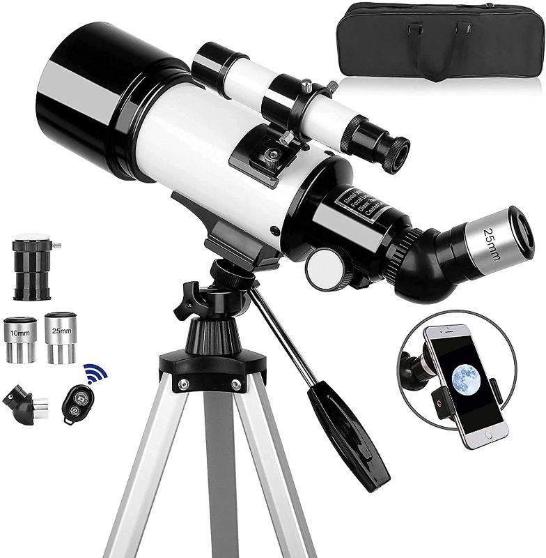 Photo 1 of Telescope,70mm Aperture 500mm Telescope for Adults & Kids, Astronomical Refractor Telescopes AZ Mount Fully Multi-Coated Optics with Carrying Bag, Wireless Remote,  Phone Adapter