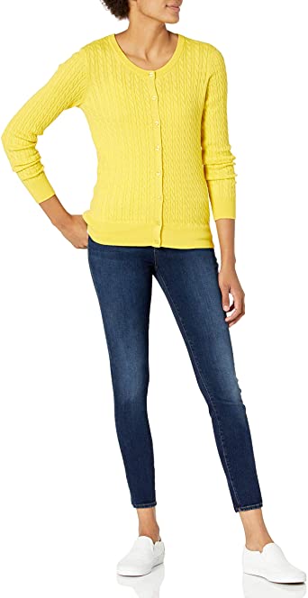 Photo 1 of Amazon Essentials Women's Lightweight Cable Long-sleeve Crewneck Cardigan Sweater Size Medium 