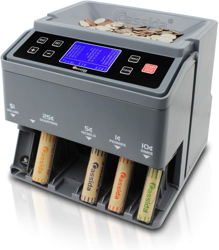 Photo 1 of Cassida C300 Professional USD Coin Counter, Sorter and Wrapper/Roller | 35% Faster Wrapping Coins with Quickload Technology | 300 Coins/Minute | Printing-Compatible | Includes 5 Wrapper Sets
