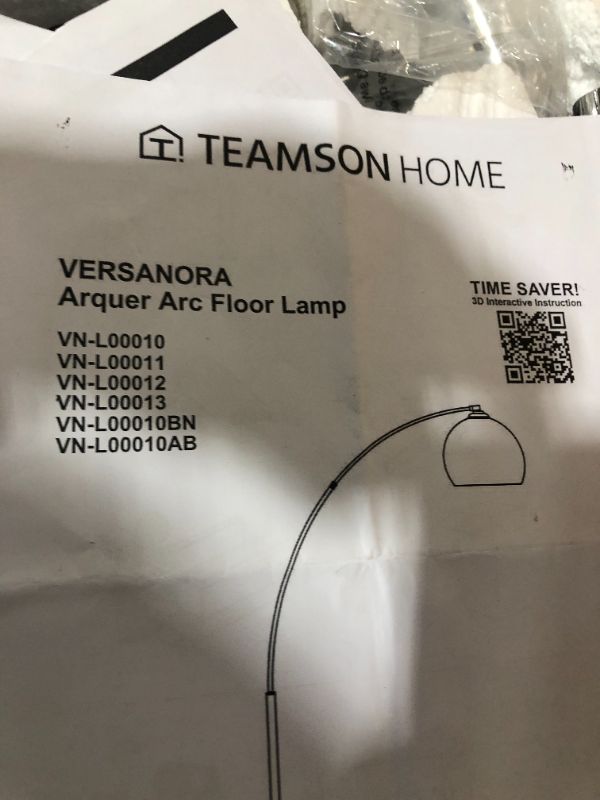 Photo 1 of Versanora VN-L00010BN Arquer Floor Lamps, Nickle Shade/White Marble Base
