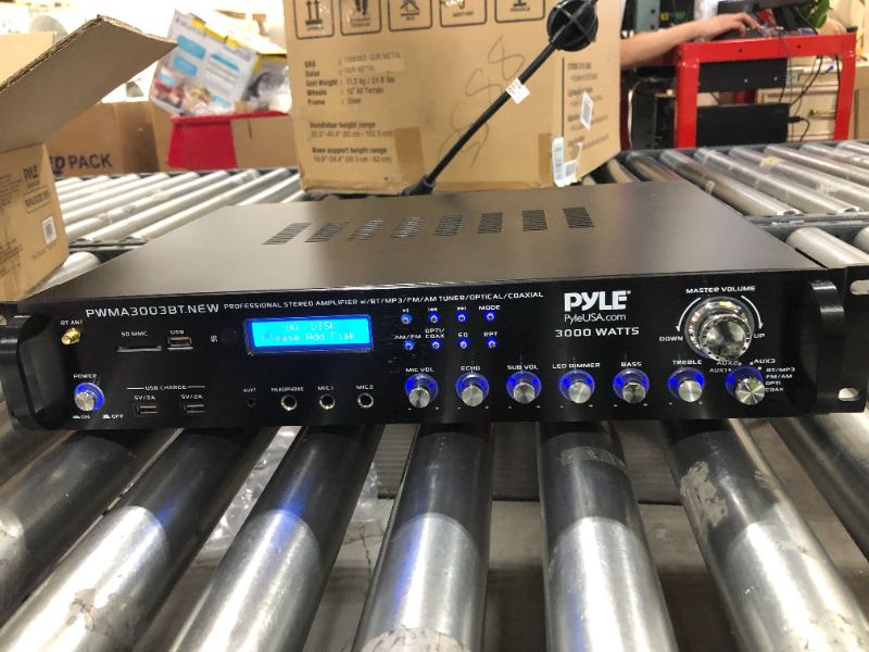 Photo 4 of Pyle 3000W 4 Channel Bluetooth Hybrid Amplifier Receiver W/ Microphones & Remote