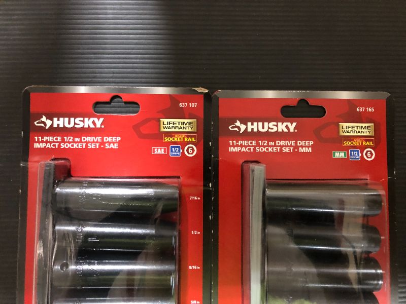 Photo 1 of (2 pack) Husky 1/2 In. Drive (SAE AND Metric) Deep Impact Socket Set, 22 PC total