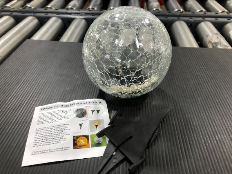 Photo 2 of Bannad Garden Solar Light, Cracked Glass Ball Waterproof Warm White LED 1 Globe (3.9Inch)